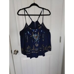 Rue 21 Women's XL Black Sequin Tunic Strap Top Sleeveless Party Club Shirt Sexy